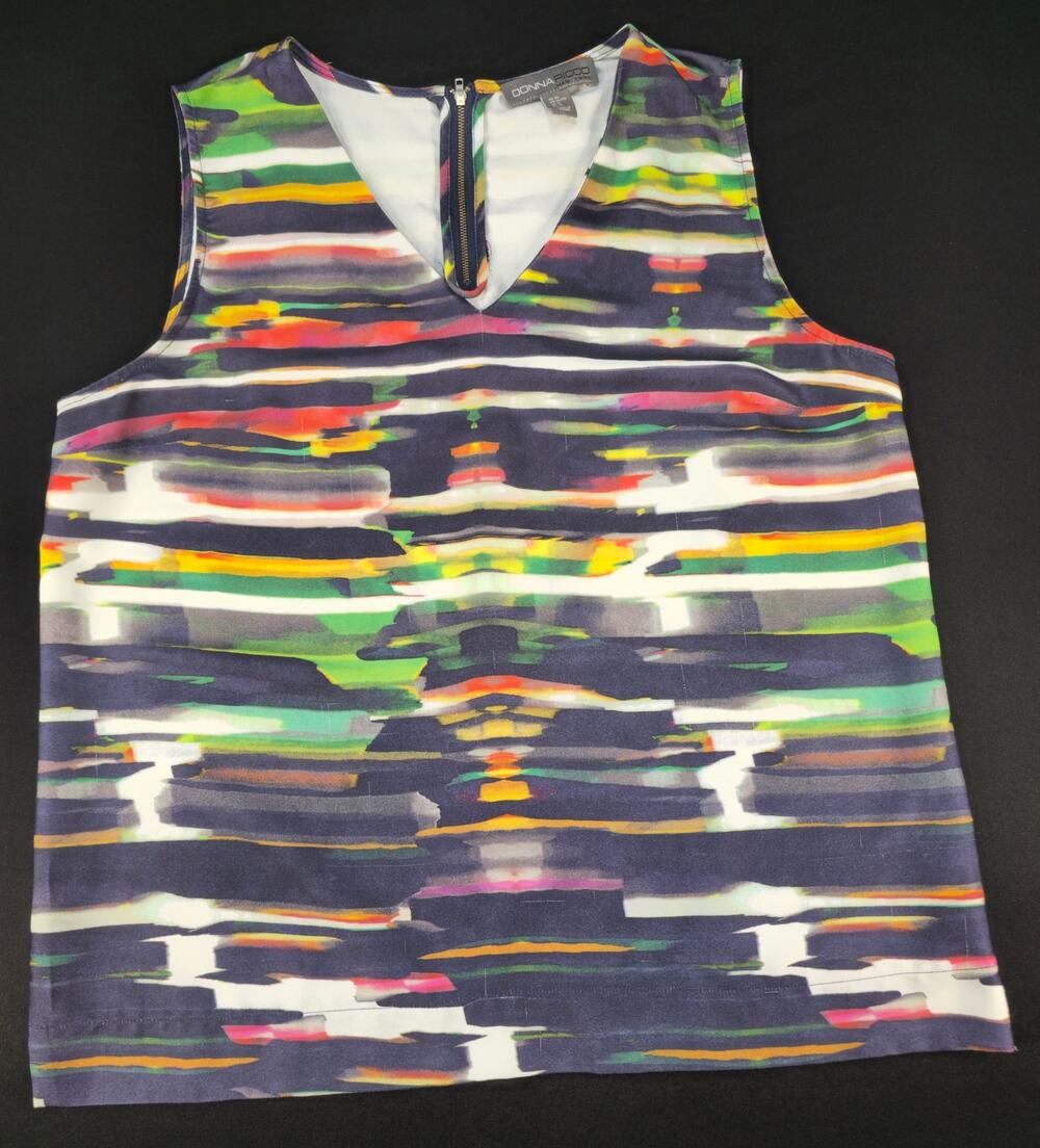 Donna Ricco New York Women's‎ XL Multicolor Sleeveless Blouse Zip Neck Top
